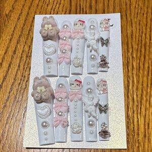 Hello kitty White and Pink press on nails